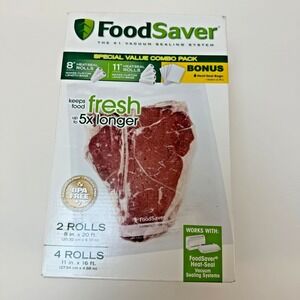 FoodSaver Vacuum Variety Pack: 2 Rolls 8"x20' 4 Rolls 11"x16', 6 Gallon Bags New